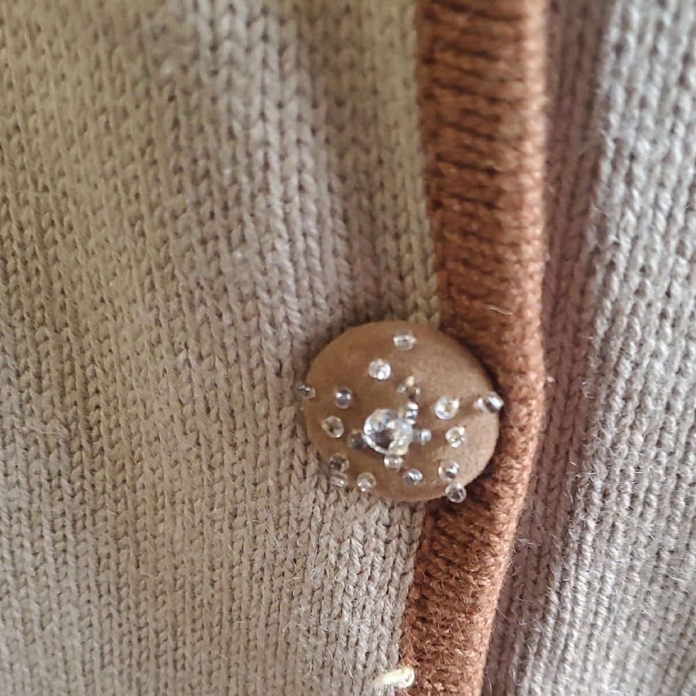 Vtg storybook  knits  Double-Breasted Jacket sweater with Fringe - Picture 6 of 16